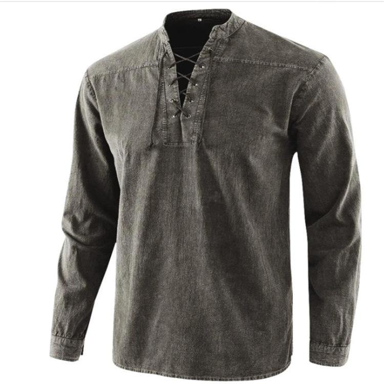 Vintage Men Casual Long Sleeves Shirts-STYLEGOING