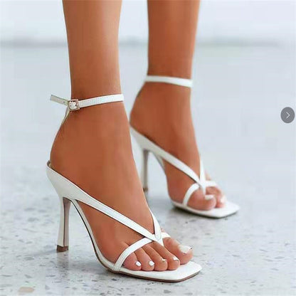 Women Square Toe High Heels Sandals