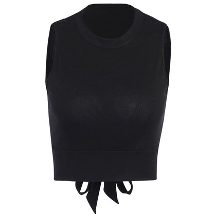 Sexy Backless Bow Design Sleeves Crop Tops