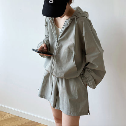 Casual Sports Women Sun Proof Summer 2pcs Out Suits