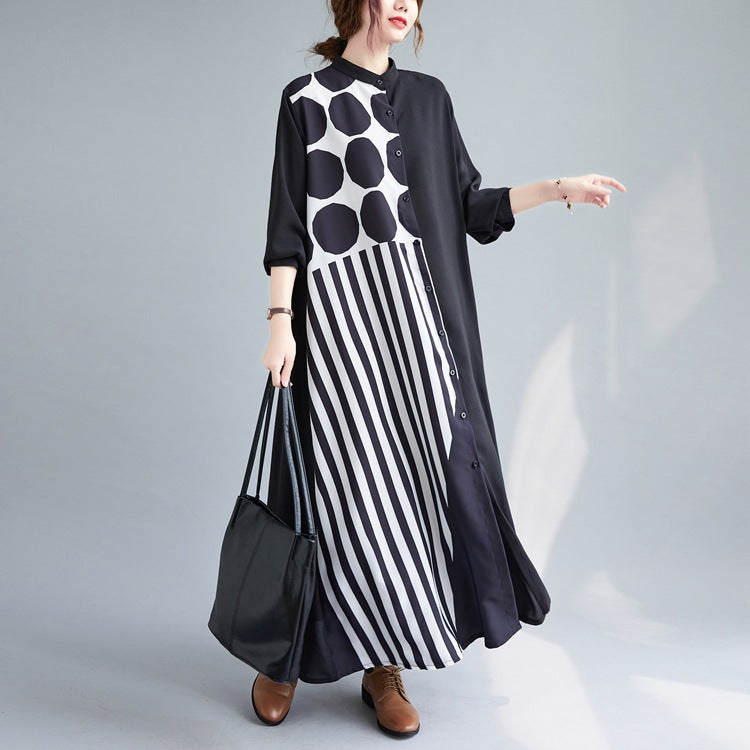 Black Plus Sizes Women Shirts Long Dresses