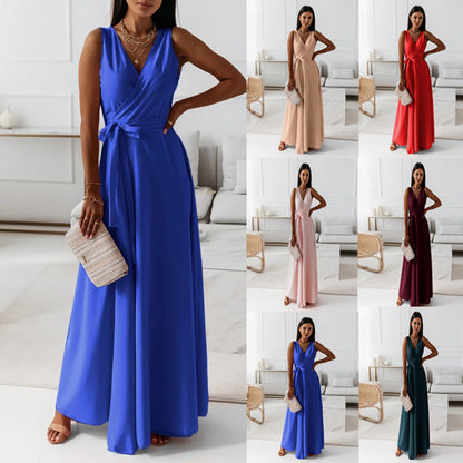 Simple Design V Neck Long Evening Party Dresses