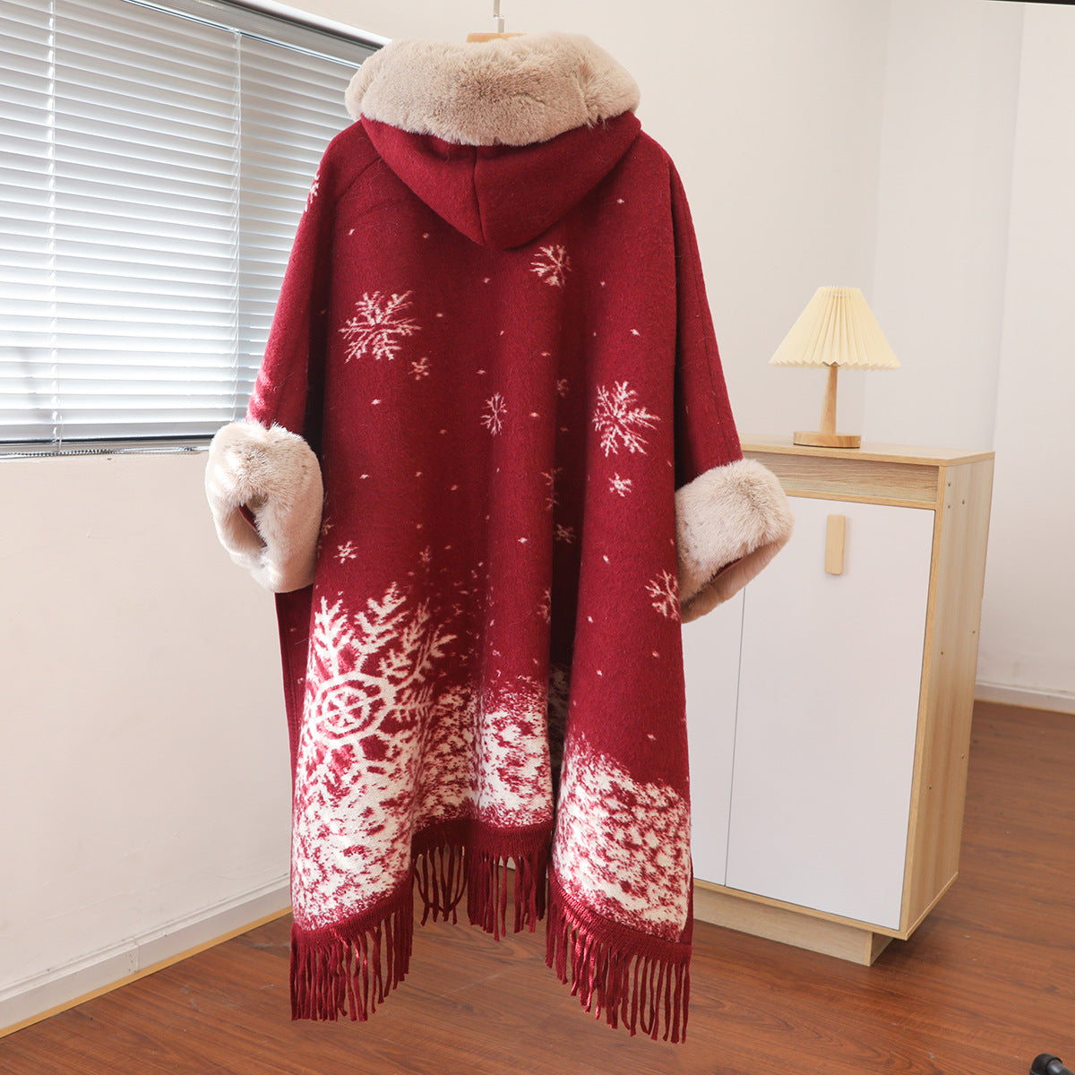 Christmas Red Velvet Hoodies Overcoat for Women