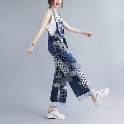 Vintage Plus Sizes Women Denim Suspender Pants