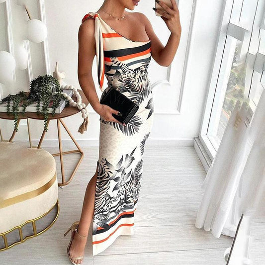 Sexy One Shoulder Irregular Strapless Long Dresses-STYLEGOING