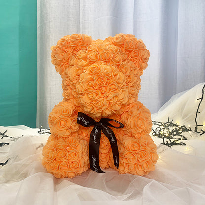 Valentine's Gift Preserved Flowers Rose Bear 25cm
