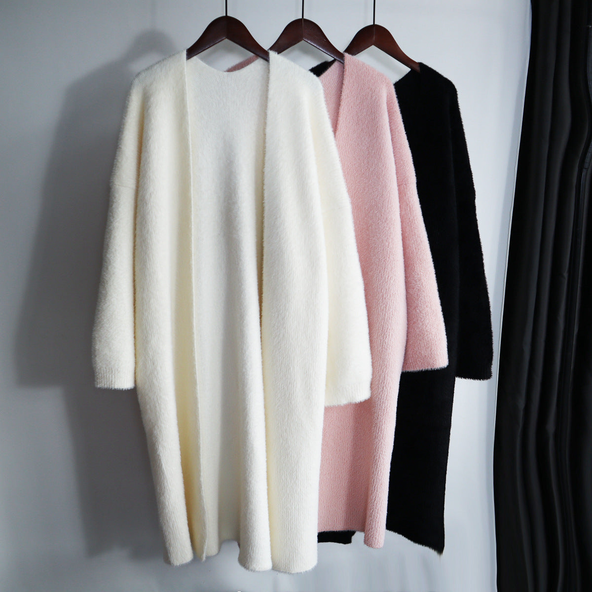 Classy Women Mink Wool Design Long Outerwear
