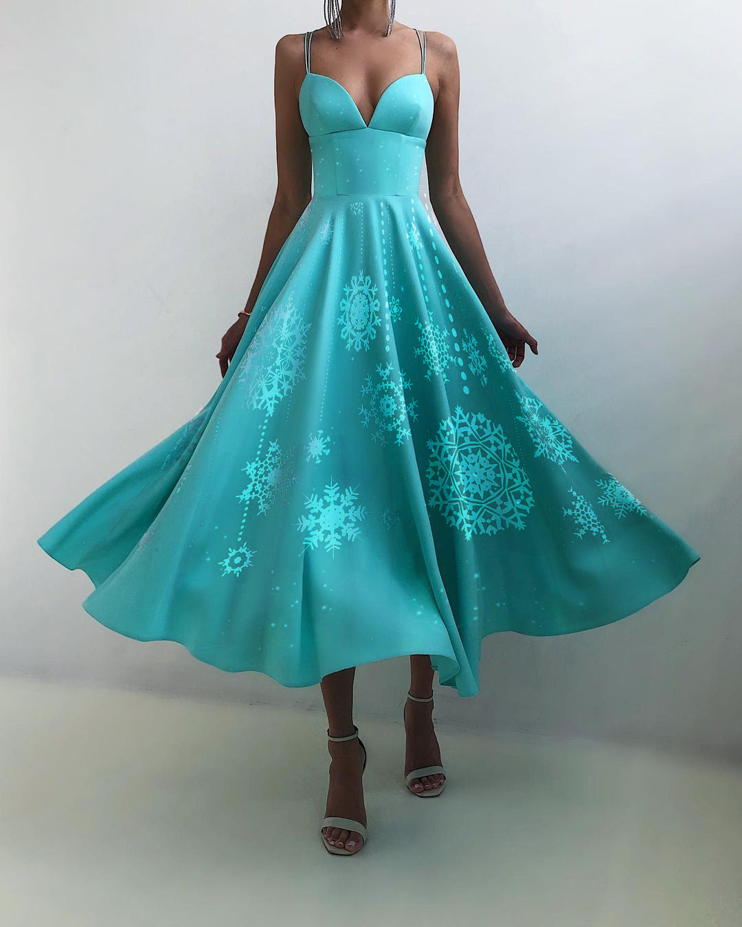 Sexy Christmas Floral Print Backless Women Strapless Dresses