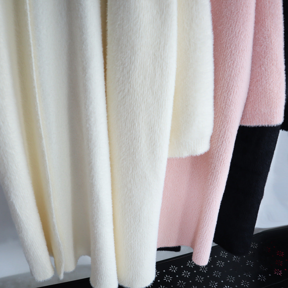 Classy Women Mink Wool Design Long Outerwear