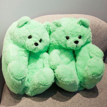 Winter Teddy Bear Plush Slippers