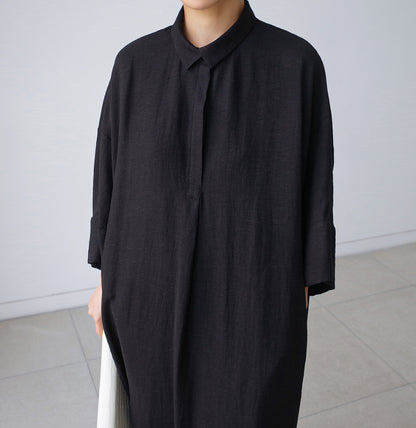 Vintage Linen Plus Sizes Batwing Long Cozy Shirts Dresses