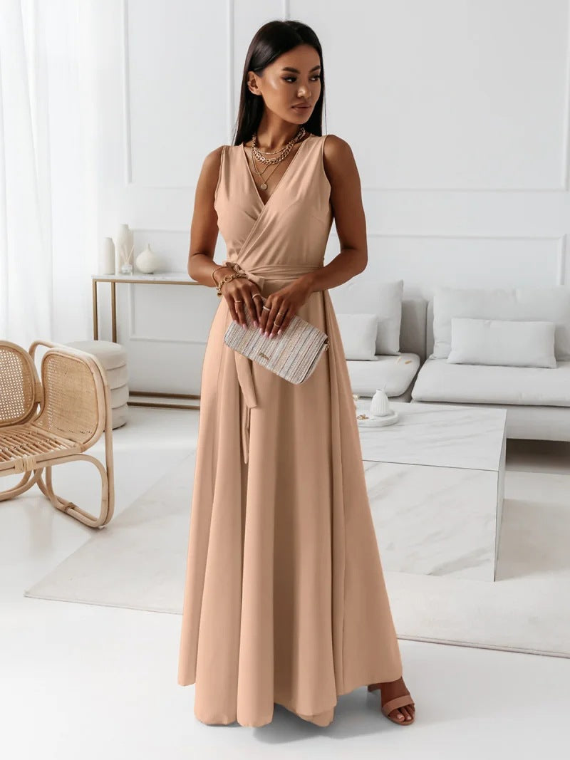 Simple Design V Neck Long Evening Party Dresses