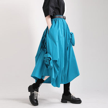 Casual 3D Flower Decoration Women Skirts