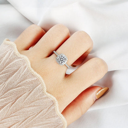 Fashion Square Shaped Sterling Sliver Rings for Women