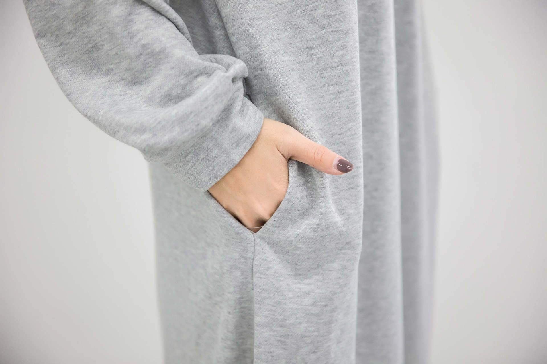 Women Casual Zipper Fall Long Hoody Dresses-STYLEGOING