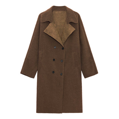 Luxury Plus Sizes Sherpa Peach Velvet Warm Winter Overcoat