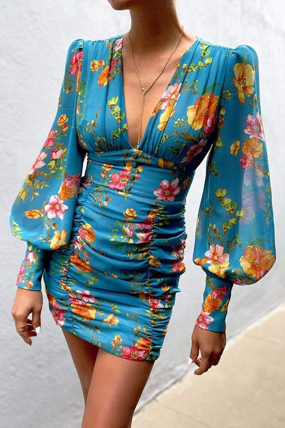 Sexy Floral Print Women Mini Dresses