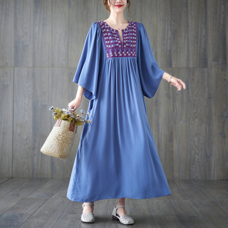 Vintage Embroidery Summer Plus Sizes Long Dresses