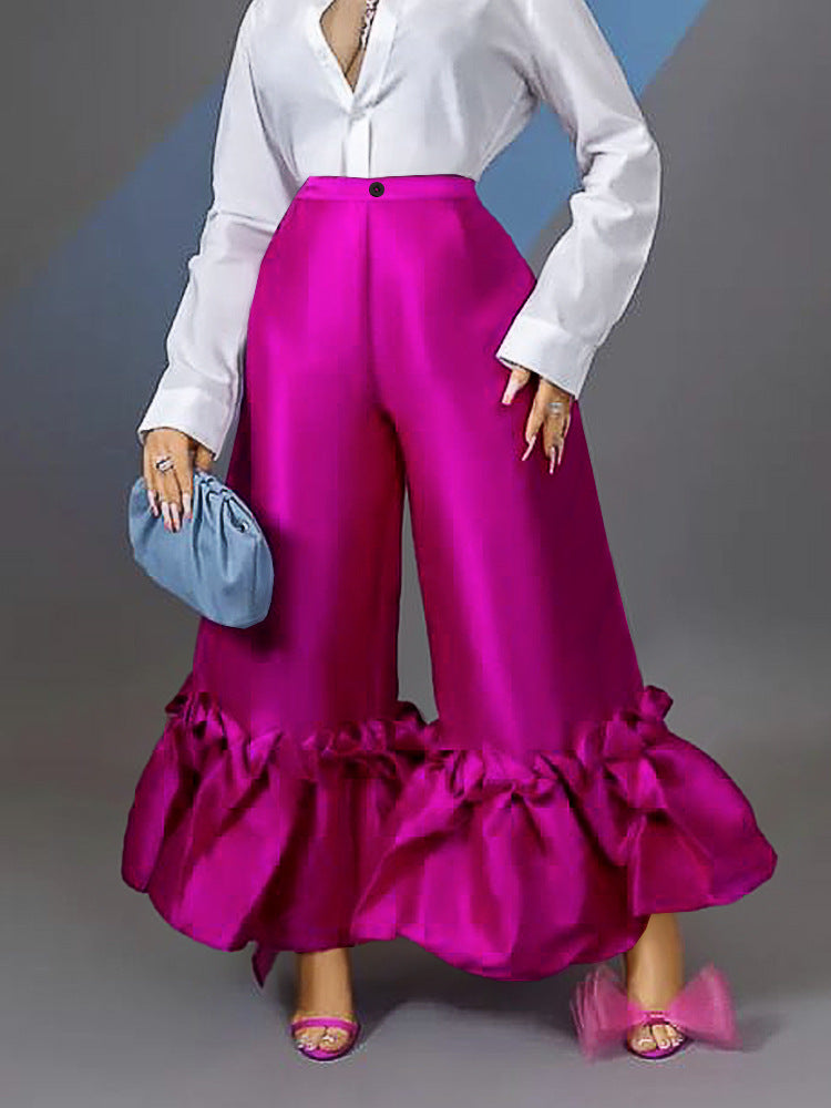 Sexy High Waist Designed Wide Legs Party Pants