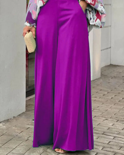 Loose Summer Two Pieces Wide Legs Women Suits