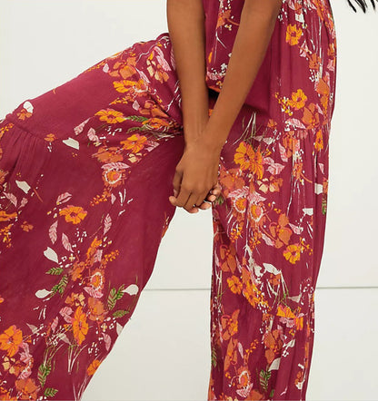 Casual Summer Floral Print Trumpet Pants for Women