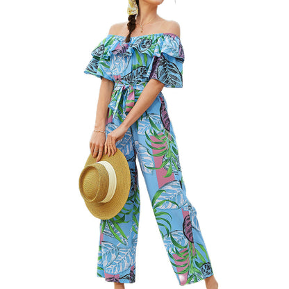 Sexy One Shoulder Chiffon Summer Beach Jumpsuits
