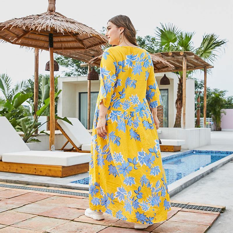 Casual Loose Half Sleeves Maxi Dresses-STYLEGOING
