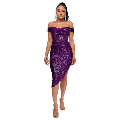 Sexy Off The Shoulder Sequined Mini Cocktail Dresses