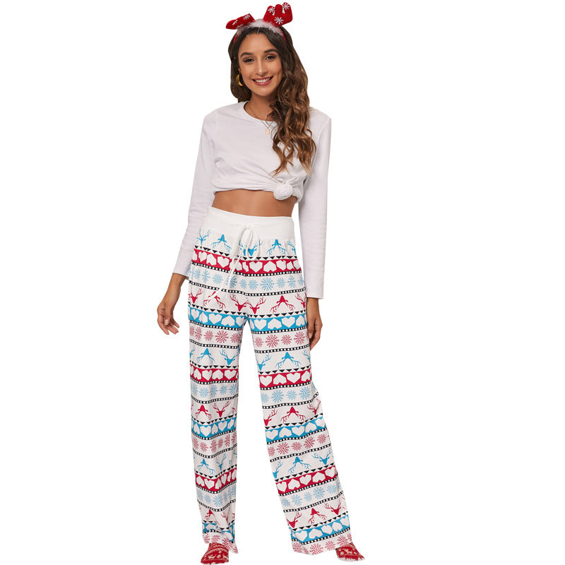 Casual Merry Christmas Wide Legs Pants for Women