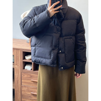 Winter Stand Collar Warm Cotton Short Coats for Women