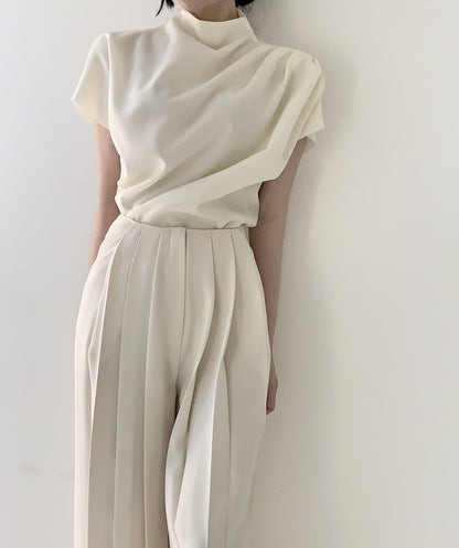 Elegant Designed Office Lady Shirts and Wide Legs Pants