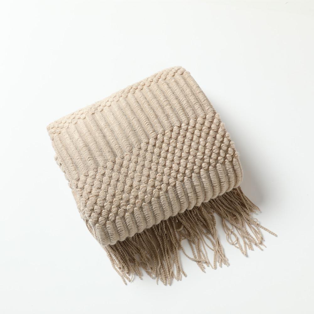 Soft Sofa Blanket with Tassels-Khaki-127*152+12CM-Free Shipping at meselling99