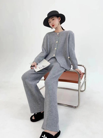 Designed Knitted Tops and Wide Legs Pants for Women