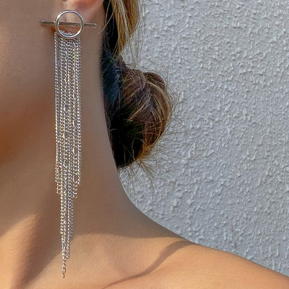 Vintage Tassels Design Metal Drop Earrings