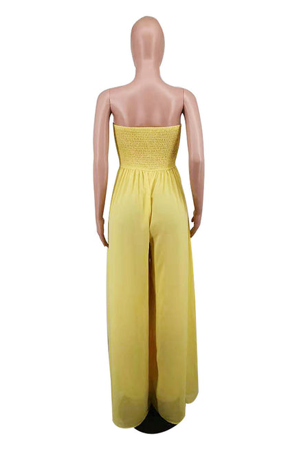 Sexy Strapless High Waist Chiffon Summer Jumpsuits