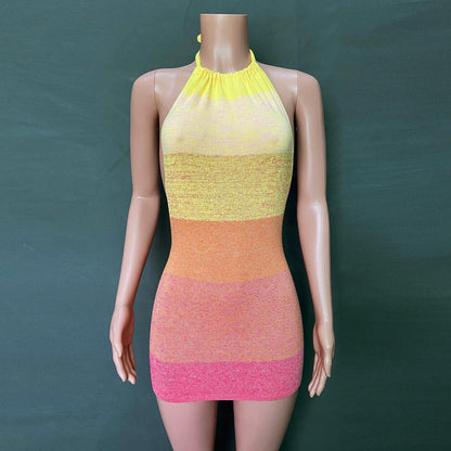 Holiday Sheath Halter Knitting Dresses-STYLEGOING