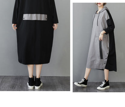 Women Plus Sizes Fall Long Sleeves Hoodies Dresses