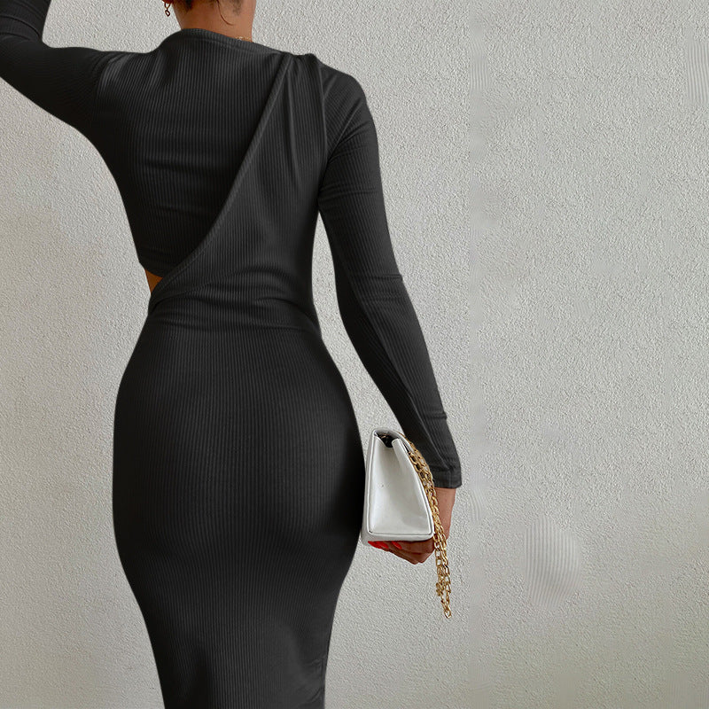 Sexy Asymmetry Women Long Sleeves Fall Slim Dresses