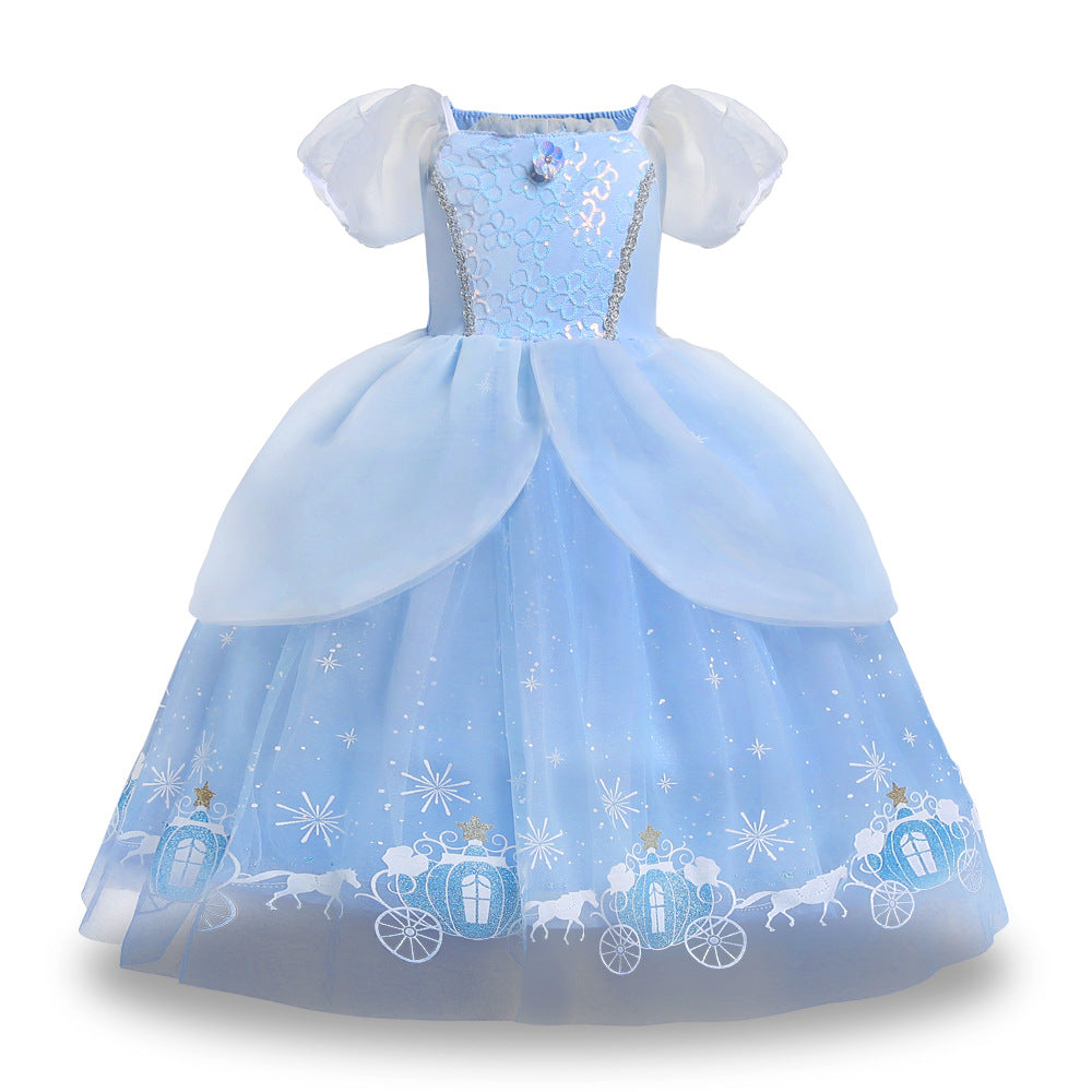 Lovely Cinderella Cosplay Costume Princess Dresses for Girls