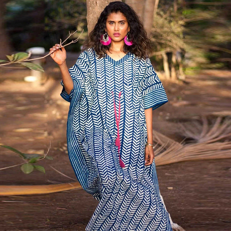 Casual Strawtring Waist Beachwear Cover Ups Dresses