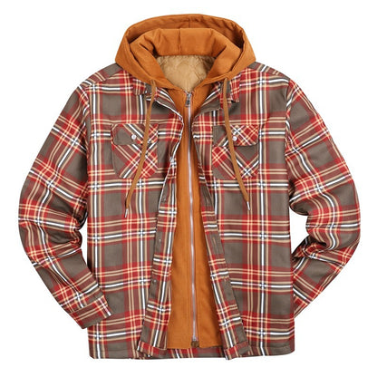 Plaid Winter Hoodies Jacket Outerwear for Men