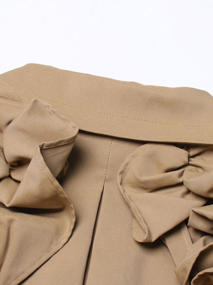 Designed Ruffled Long Sleeves Women Wind Break Coats