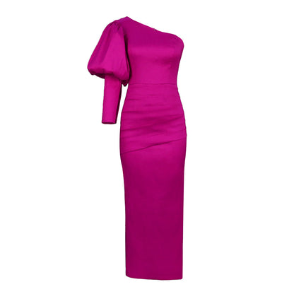 Sexy One Shoulder Rose Red Party Dresses