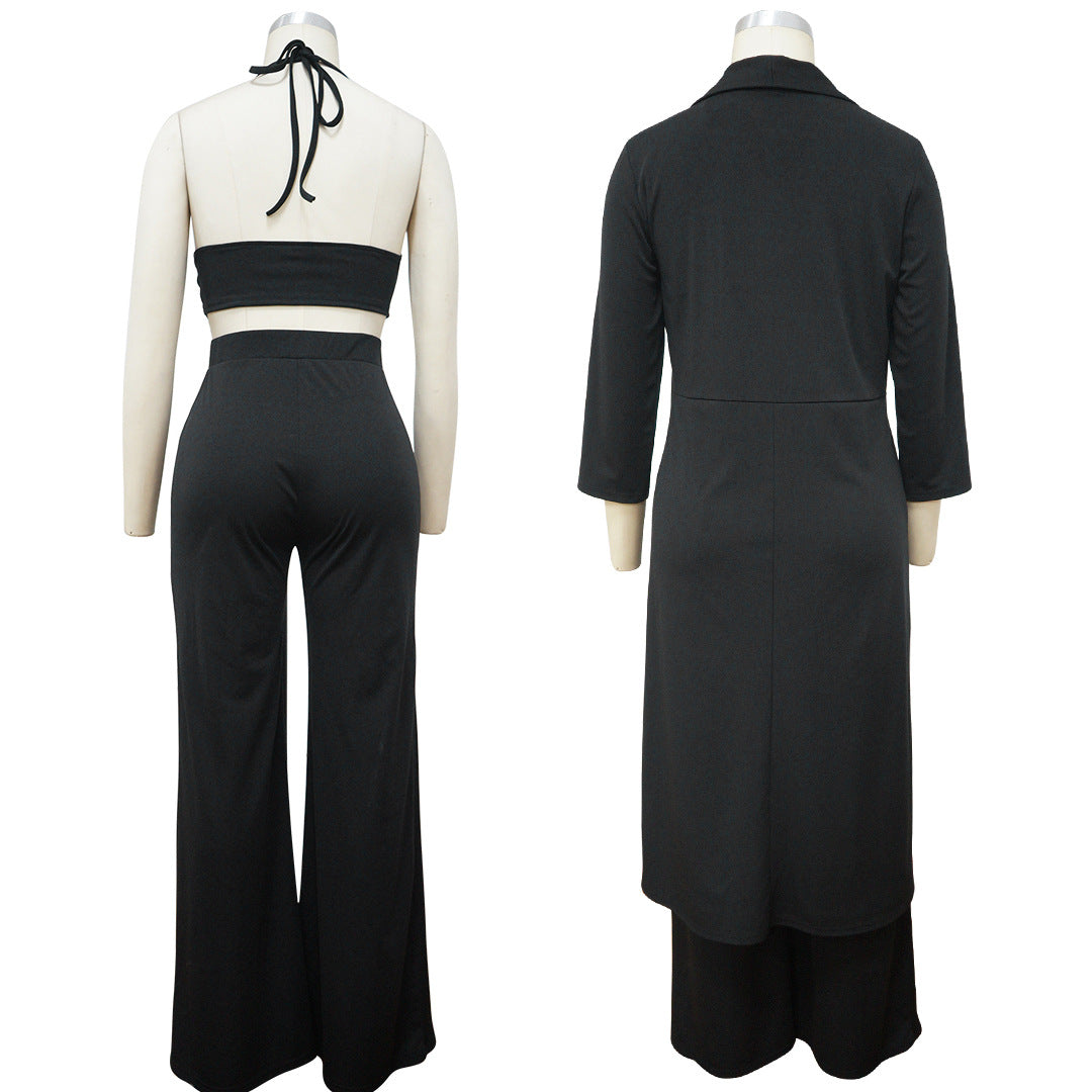 Sexy Top & Wide Legs Pants 3pcs Sets for Women
