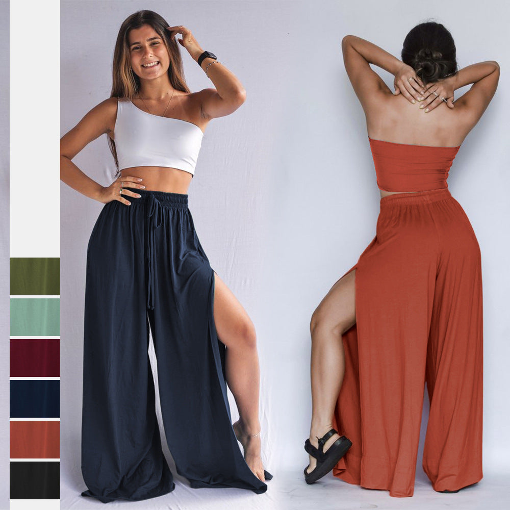 Casual Side Split Women Summer Pants