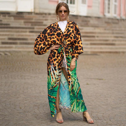 Summer Leopard Beachwear Cover Up Dresses
