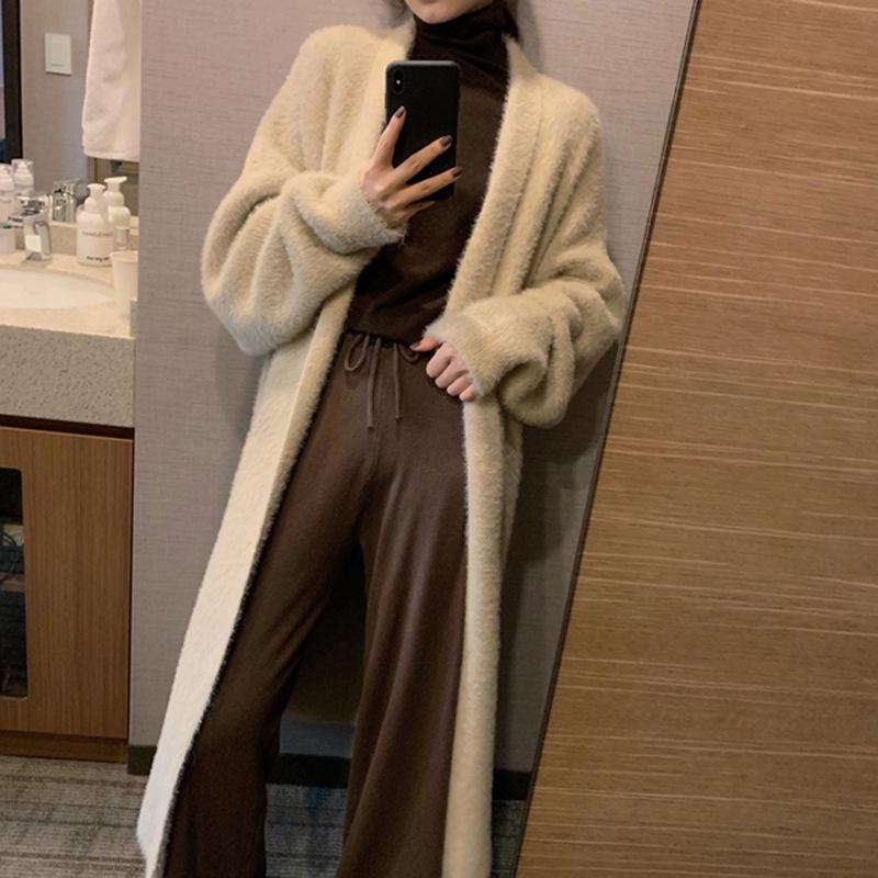 Women Winter Warm Velvet Long Cardigan Overcoat-STYLEGOING