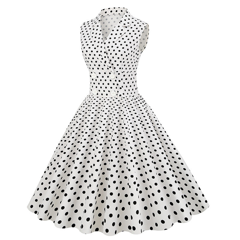 Vintage Sleeveless Polka Dot Dresses