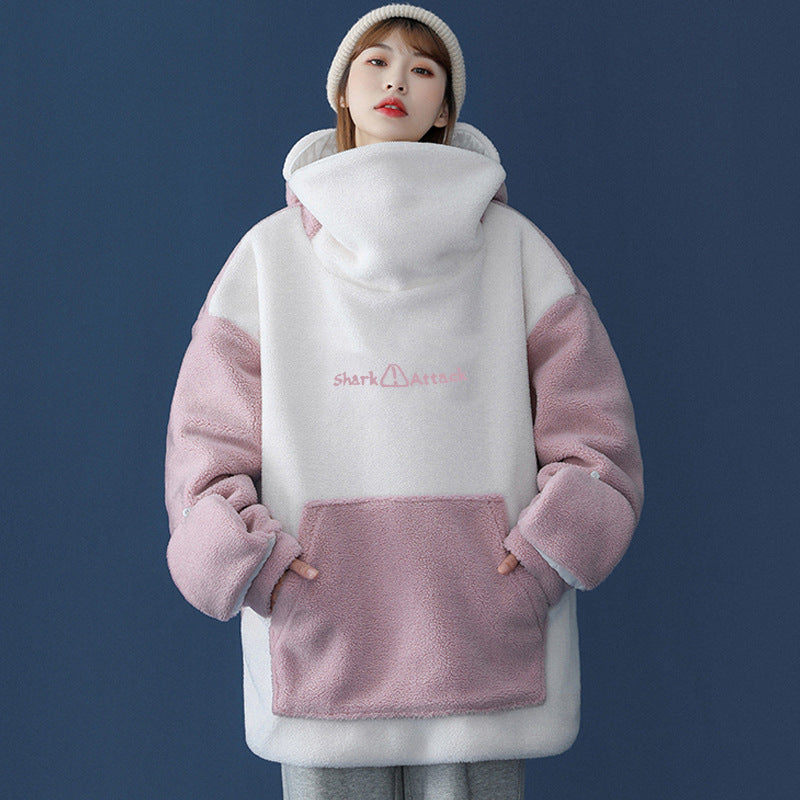 Warm Shark Fleece Plus Sizes Hoodies Top