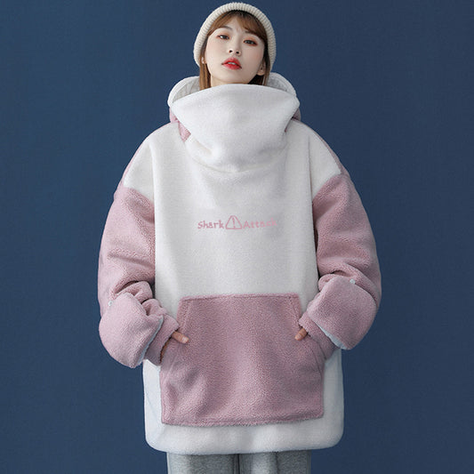 Warm Shark Fleece Plus Sizes Hoodies Top